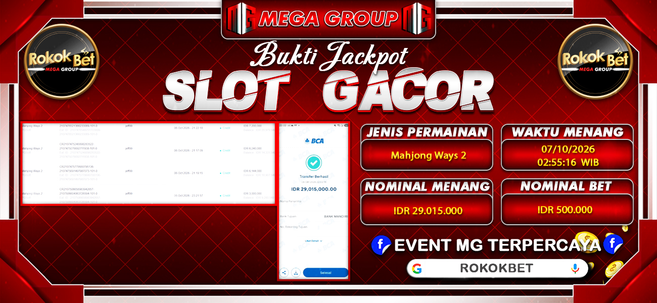 Bukti JP situs Rokokbet hari Rabu, 07 Oktober 2026